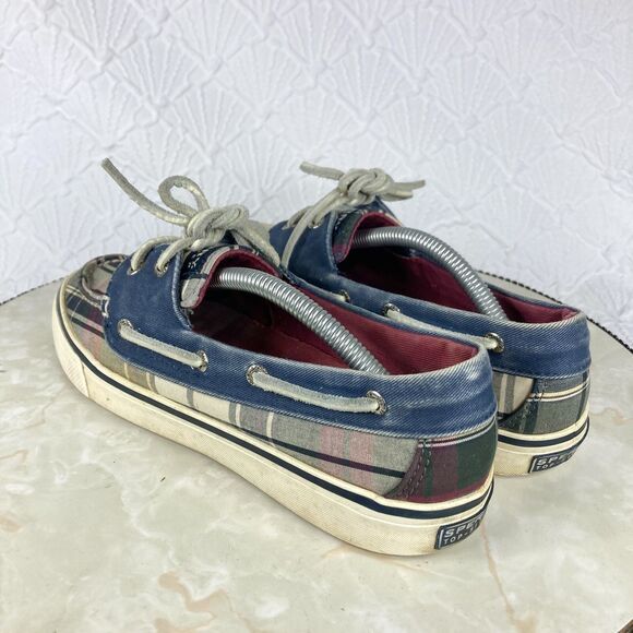 Sperry Shoes Womens 7.5 Blue Plaid Bahama II Kick Back Nautical Slip On Loafers - Picture 7 of 12